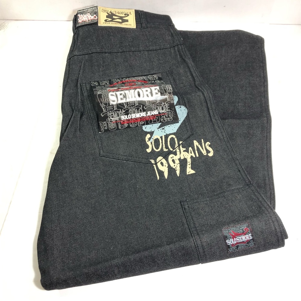 Solo Black Wide Leg Grunge Skater Emo Jeans 36x31